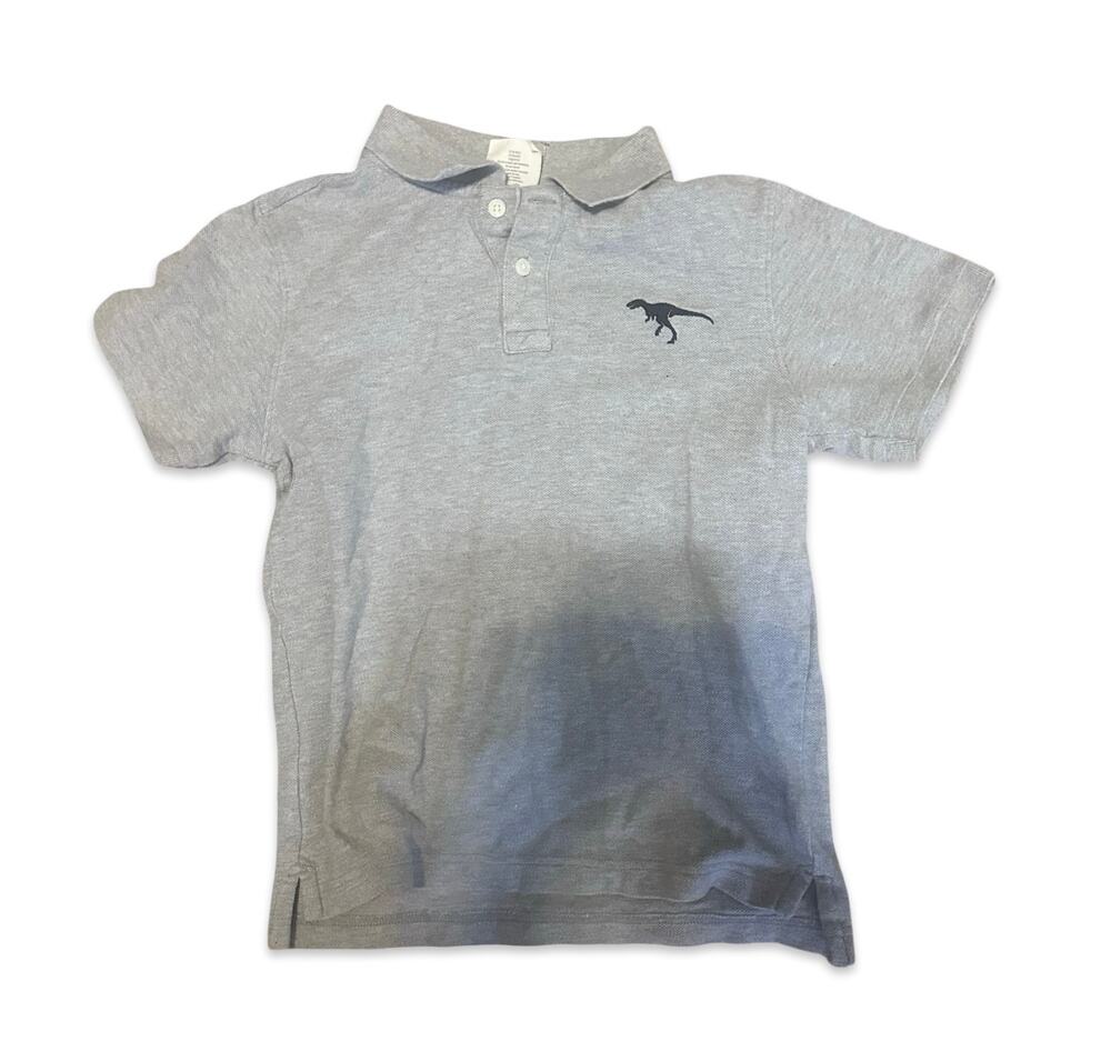 Crazy 8 Boys Polo Shirt Size 7/8 Gray Dinosaur